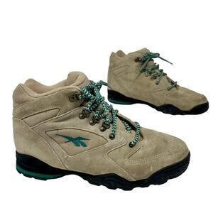 VTG Reebok Leather Hiking Sneakers Womens 10 Beige Hi Top Hiking Backpacking